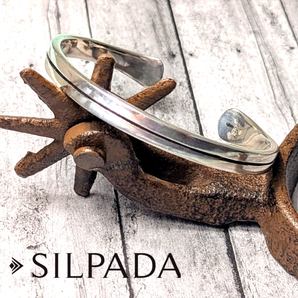 Silpada Unisex Sterling .925 Minimalist Cuff with Oxidized Center Design
